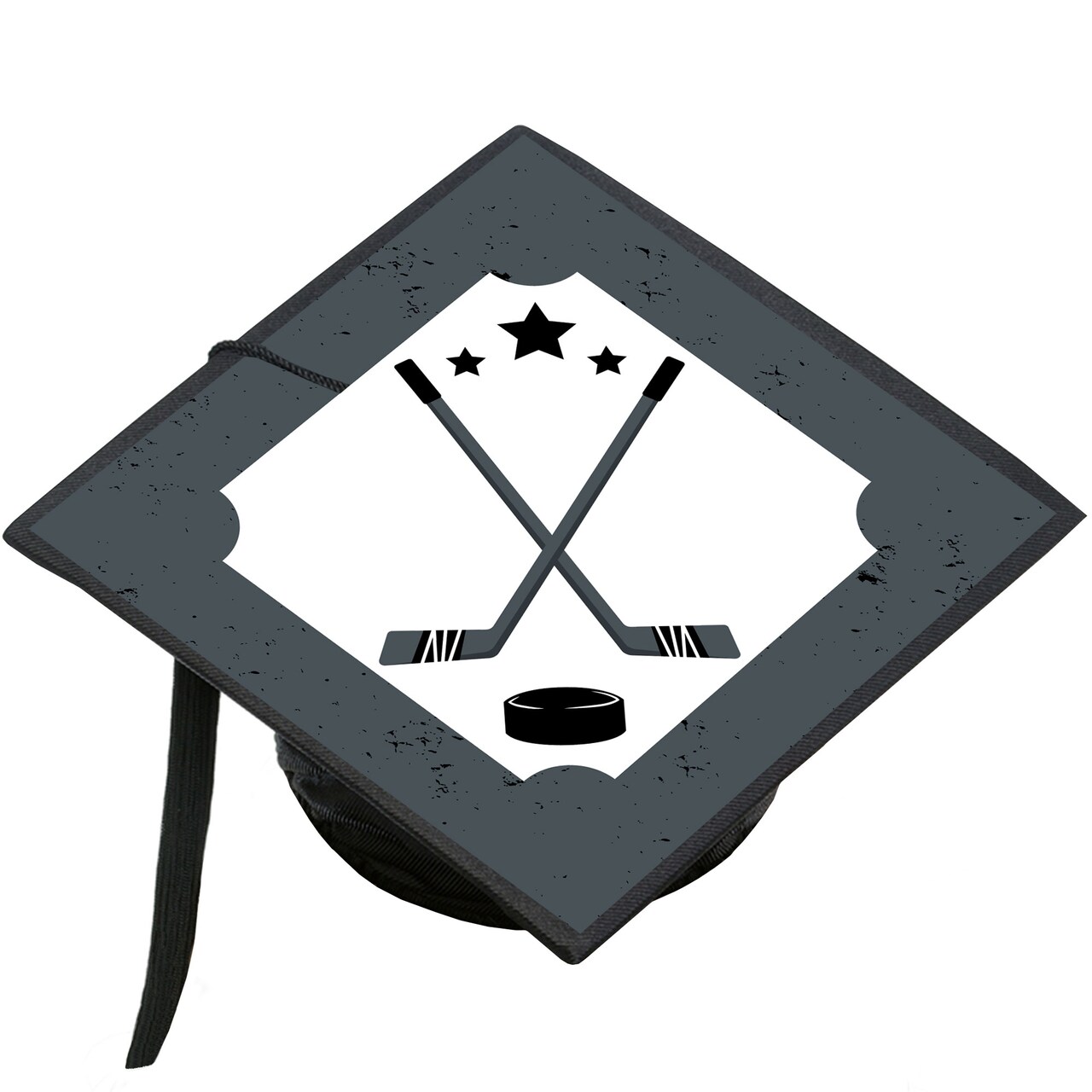 Big Dot of Happiness Grad Hockey - Graduation Cap Decorations Kit - Grad Cap Cover